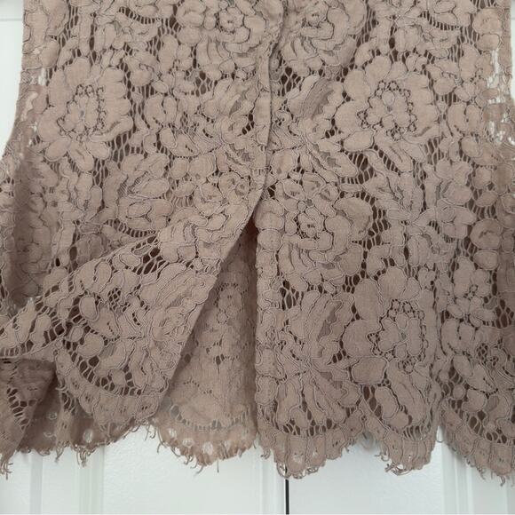 Jenny Yoo Floral Lace Crop Top Tank Cotton Blend Snap Back Scalloped Hem Mauve M - Picture 6 of 11